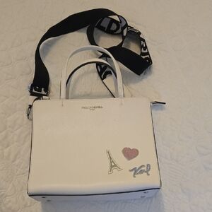 Karl Lagerfeld White Satchel with Heart Design